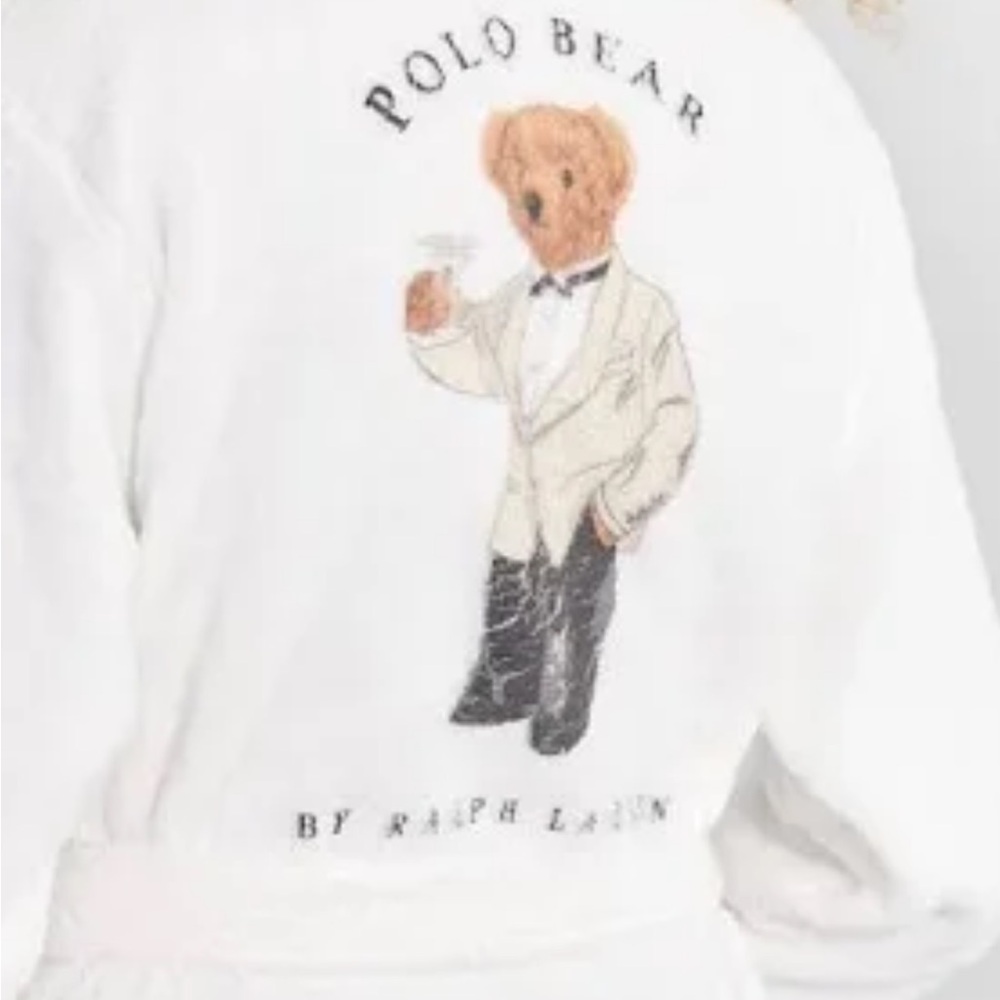 ISO- XS/S Ralph Lauren White Robe with Martini Polo Bear Design
